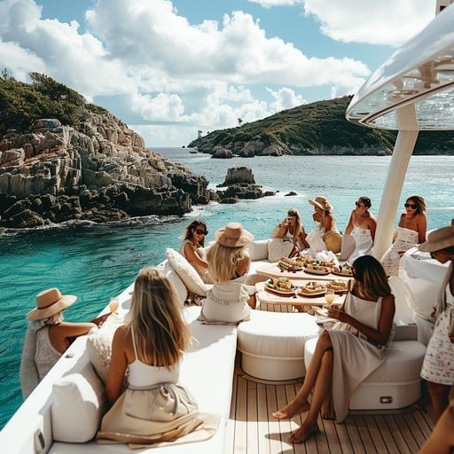 yacht party gathering stockcake