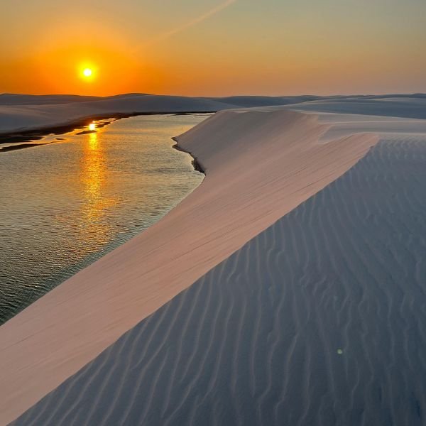 Turquoise lagoons among white dunes at Lençóis Maranhenses on a fourteen night Brazil itinerary